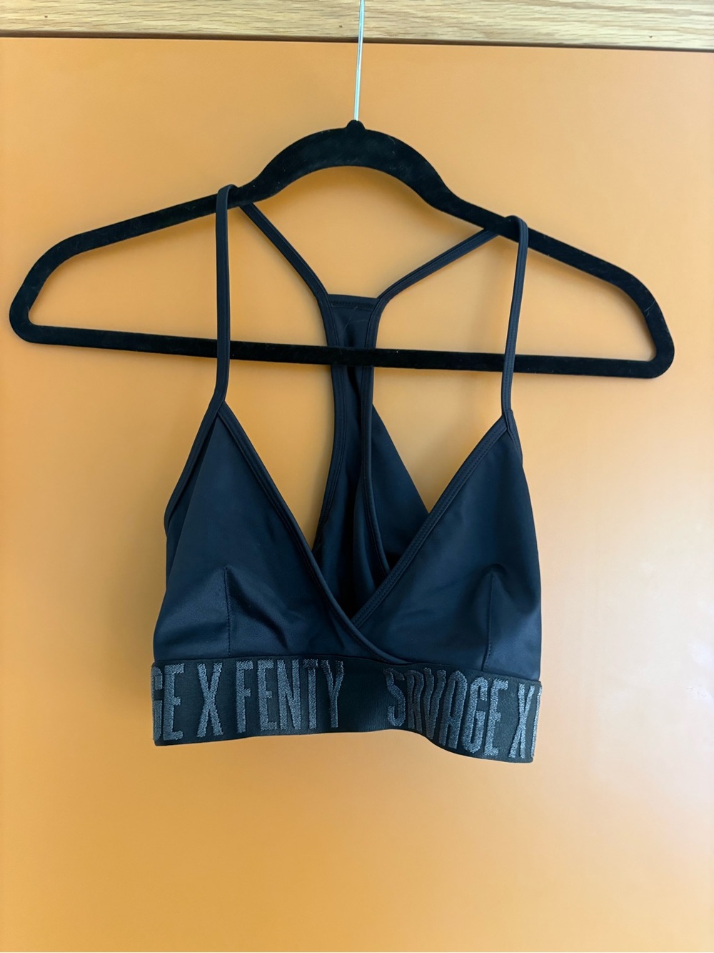 Savage X Fenty Black Racerback Bralette with Logo Band
